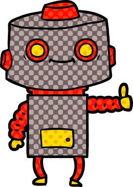 Bir insan tarafından çizilmiş çizgi film robotu