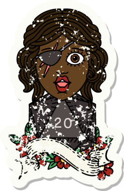 Retro Dövme Tarzı İnsan Rogue Bir insan tarafından çizilmiş 20 zar ile