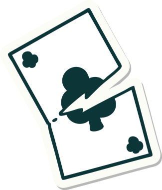 Bir insan tarafından çizilmiş yırtık bir kartın geleneksel stiliyle dövme çıkartması