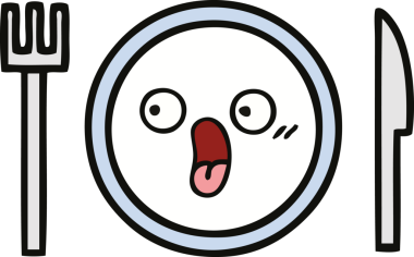 Bir insan tarafından çizilmiş yemek tabağı karikatürü.