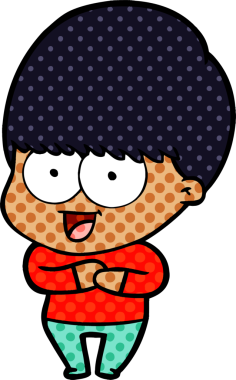 Bir insan tarafından çizilmiş mutlu çizgi film çocuğu.