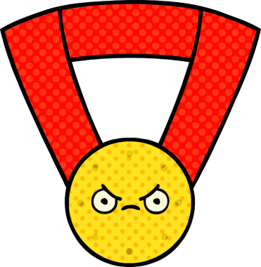 Bir insan tarafından çizilmiş altın madalyanın karikatürü.