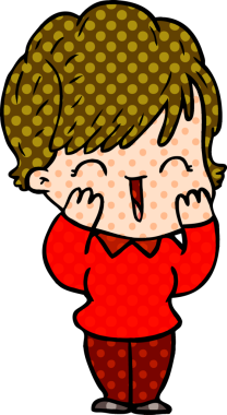 Bir insan tarafından çizilmiş gülen kadın çizgi filmi.