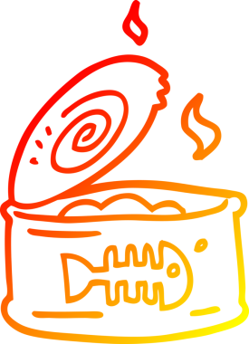 Bir insan tarafından çizilmiş bir kutu ton balığının sıcak çizgi çizimi