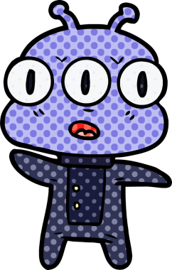 Bir insan tarafından çizilmiş üç gözlü uzaylı çizgi filmi.