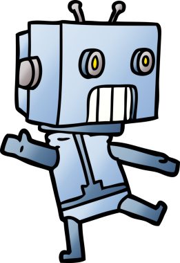 Bir insan tarafından çizilmiş çizgi film robotu