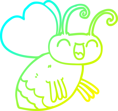 Bir insan tarafından çizilmiş bir çizgi film böceğinin soğuk gradyan çizimi