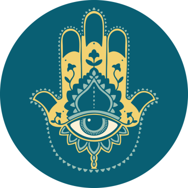 Bir insan tarafından çizilmiş bir hamza ikonik dövme şekli