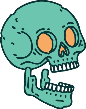 Bir insan tarafından çizilmiş bir kafatasının ikonik dövme şekli