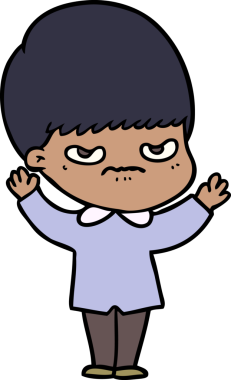 Bir insan tarafından çizilmiş sinirli çizgi film çocuğu.