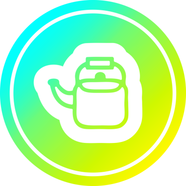 Bir insan tarafından çizilmiş serin gradyan çizgili mutfaktaki çaydanlık dairesel simgesi