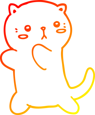 Bir insan tarafından çizilmiş sevimli bir çizgi film kedisinin sıcak çizgi çizgisi.