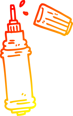 Bir insan tarafından çizilen mürekkep kaleminin sıcak gradyan çizimi