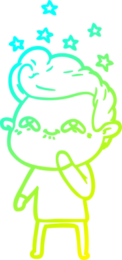 Bir insan tarafından çizilmiş, heyecanlı bir çizgi film çizimi.