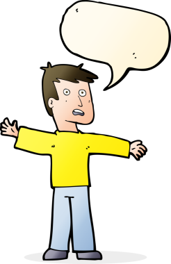 Bir insan tarafından çizilen konuşma baloncuğu ile bir adamı şaşırtan çizgi film.