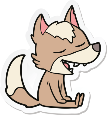 Bir insan tarafından çizilmiş bir kurt çizgi filminin çıkartması.