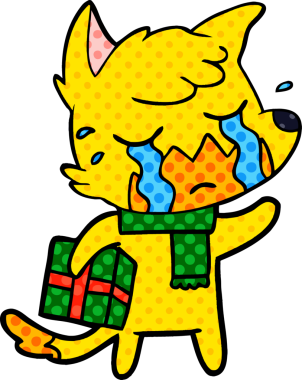 Bir insan tarafından çizilmiş tilki çizgi film karakteri.