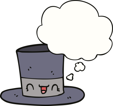 Bir insan tarafından çizilmiş düşünce baloncuklu silindir şapka.