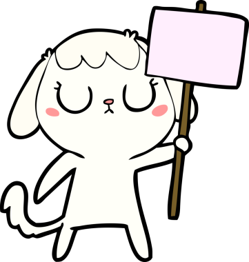 Bir insan tarafından çizilmiş şirin bir çizgi film köpeği.