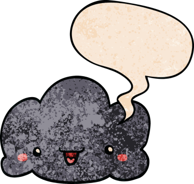 Bir insan tarafından çizilmiş geçmişe dönük konuşma baloncuklu şirin çizgi film bulutu.