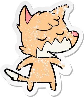 Bir insan tarafından çizilmiş dost canlısı bir tilkinin sıkıntılı çıkartması.