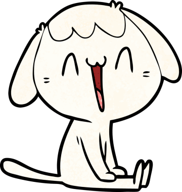 Bir insan tarafından çizilmiş gülen bir köpek.