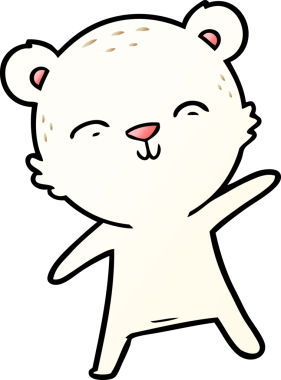 Bir insan tarafından çizilmiş mutlu kutup ayısı çizgi filmi.