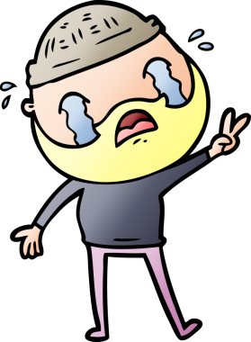 Çizgi film sakallı adam bir insan tarafından çizilmiş ağlıyor.