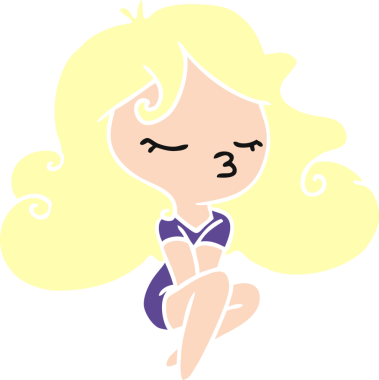 Bir insan tarafından çizilmiş tatlı bir kawai kızının serbest çizimi.