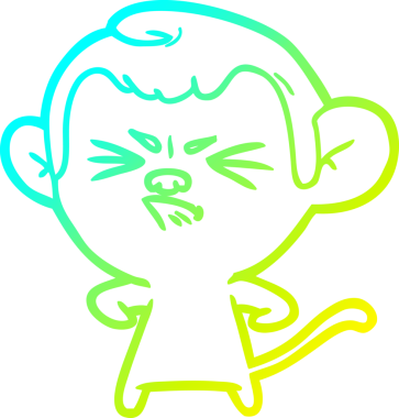 Bir insan tarafından çizilmiş kızgın bir maymunun soğuk çizgi çizimi.