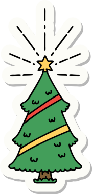 Bir insan tarafından çizilmiş dövmeli noel ağacının çıkartması.