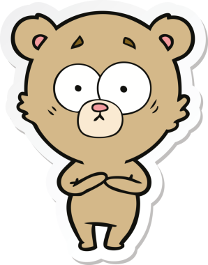 Bir insan tarafından çizilmiş şaşırmış bir ayı çizgi filminin çıkartması.