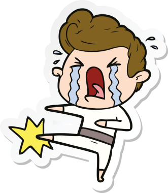 Bir insan tarafından çizilmiş ağlayan bir karikatür çıkartması.