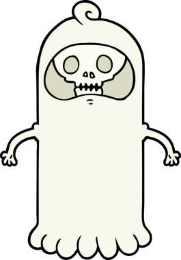 Bir insan tarafından çizilmiş ürkütücü kafatası hayaleti.