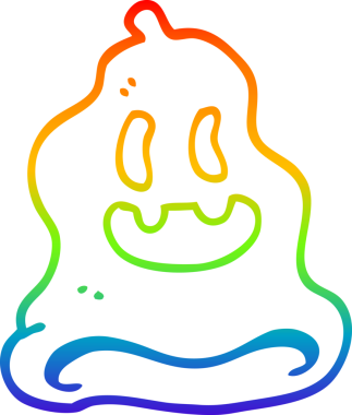 Gökkuşağı gradyanı çizimi bir insan tarafından çizilmiş ürkütücü bir çizgi film.