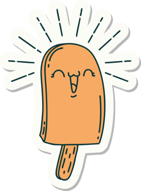 Bir insan tarafından çizilmiş dövme stili buz lolipopu.