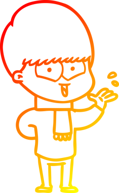 Bir insan tarafından çizilen mutlu bir çocuğun sıcak çizgi çizimi.