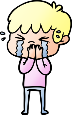 Bir insan tarafından çizilmiş ağlayan çizgi film çocuğu.