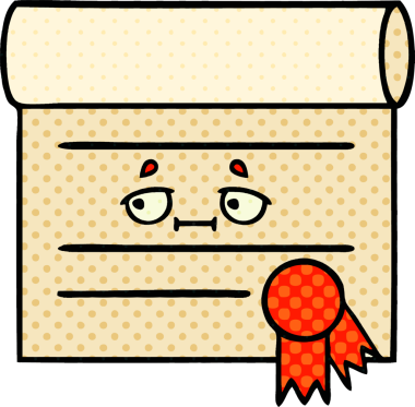 bir insan tarafından çizilmiş bir sertifikanın çizgi roman tarzı