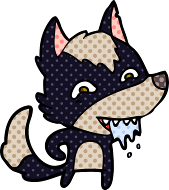 Bir insan tarafından çizilmiş aç kurt çizgi filmi.