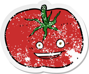 Bir insan tarafından çizilmiş bir domatesin gerilimli çıkartması.