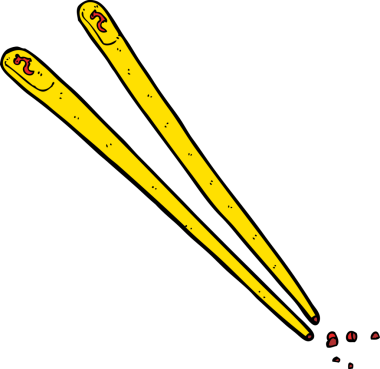 Bir insan tarafından çizilmiş yemek çubukları.