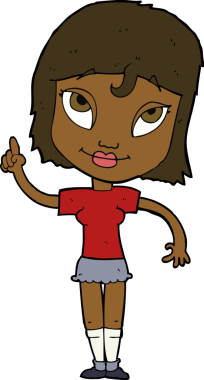 Bir insan tarafından çizilmiş bir fikri olan karikatür kadın.