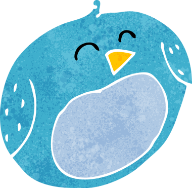 Bir insan tarafından çizilmiş çizgi film kuşu.