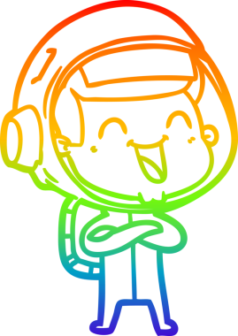 gökkuşağı gradyan çizimi mutlu bir çizgi astronot çizimi bir insan tarafından çizildi