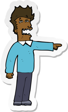 Bir insan tarafından çizilmiş bir karikatürcünün çıkartması.