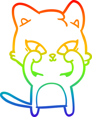 Gökkuşağı gradyan çizgisi bir insan tarafından çizilmiş şirin bir çizgi kedi çizimi