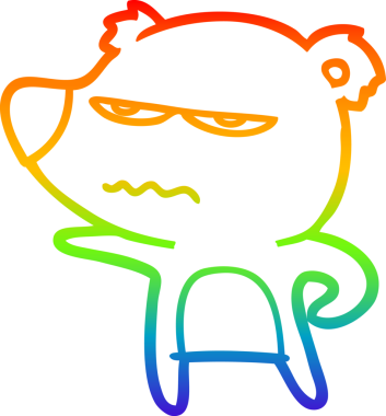 Sinirli bir ayı karikatürünü çizen gökkuşağı gradyanı insan tarafından çizilmiş.