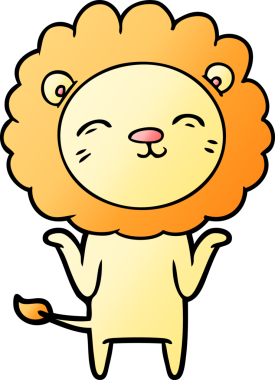 Bir insan tarafından çizilmiş çizgi film aslanı.