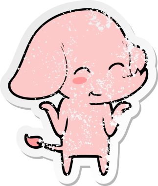 Bir insan tarafından çizilmiş şirin bir filin sıkıntılı çıkartması